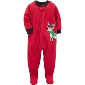 NEW Carter's Baby Boys Reindeer Plush Fleece Red Pajama Sleeper Size 6 Months